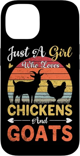 Vista 4 de Funda de regalo vintage con texto en inglés «Just A Girl Who Loves Chickens and Goats Farmer» para iPhone 17