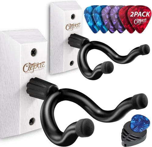 Vista 16 de Percha de pared para guitarra, paquete de 2 unidades Nuez Negra 2 Pack