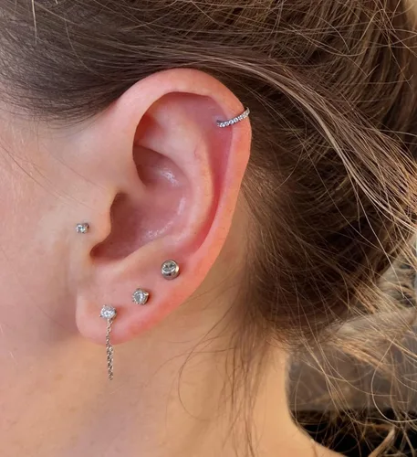 Vista 6 de QWALIT - Aretes de 16 g de labio transparentes con púas de plástico, joyería de piercing Medusa Labret, insertar en cartílago, pendientes de tragus