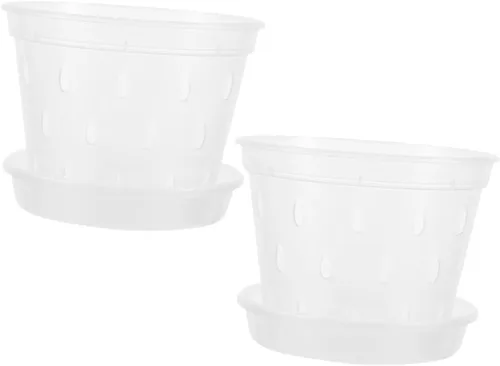 Vista 6 de 2 Sets Plastic Orchid Planter Pots with Saucers