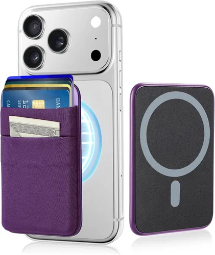 Vista 13 de Senose Compatible con la cartera Magsafe, soporte para 6 tarjetas, cartera magnética delgada y elástica para la parte posterior del teléfono Negro