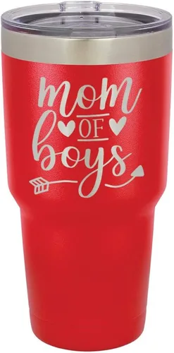 Vista 17 de MOM OF BOYS Vaso negro de 30 onzas con popote y tapa superior deslizante Taza de viaje de acero inoxidable Comparar con Yeti Rambler