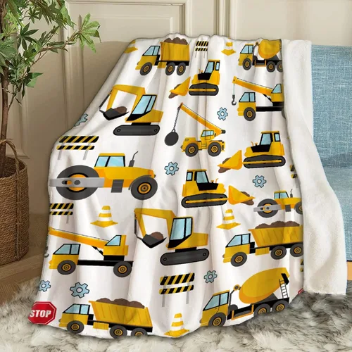 Vista 35 de Manta de Bebé Personalizada con Camiones de Construcción Personalizados Camión Volquete Mantas con Nombre para Niños y Niñas Manta Suave de Arrullo