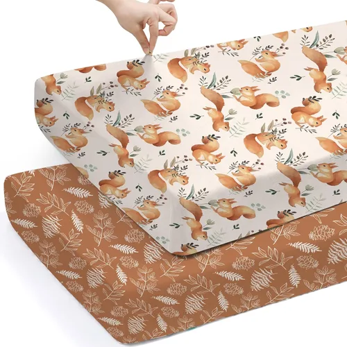 Vista 31 de Pack n Play Sheets BROLEX - Juego de 2 sábanas para cuna, juego de sábanas elásticas y portátiles para cuna, funda de colchón convertible