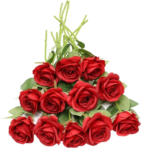 Vista 52 de LVEFIT - 12 rosas artificiales de otoño para decoración de otoño Beige