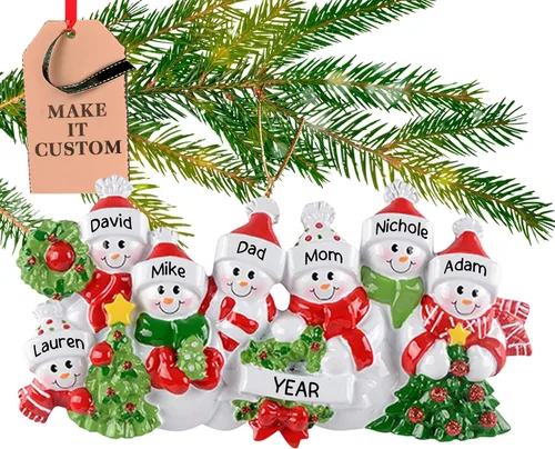 Vista 16 de Adorno personalizado para pareja 2025 Personalización gratuita las 24 horas Adornos de Navidad de muñeco de nieve grabados con láser para árbol
