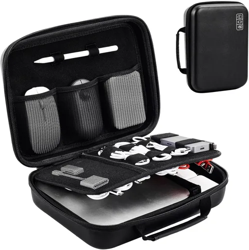 Vista 10 de ProCase Estuche organizador electrónico de viaje duro para MacBook Adaptador de corriente Cargadores Cables Power Bank Apple Magic Mouse Apple