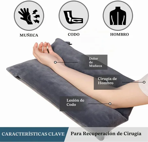 Vista 4 de Almohada de elevación de brazo rellena de espuma viscoelástica triturada, almohada de elevación estabilizadora para hinchazón y circulación, alivio