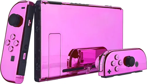 Vista 3 de eXtremeRate - Placa trasera para Nintendo Switch Console, NS Joycon con carcasa de mando de mano con botones de juego completo, carcasa de repuesto