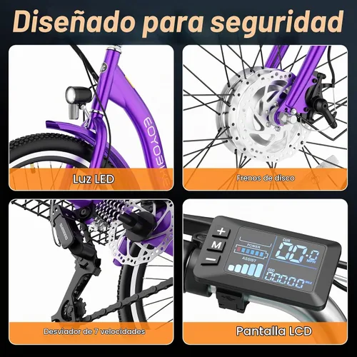 Vista 4 de MOPHOTO 3 Wheel Electric Bike for Adults, 24/26", Max 60mile Range, 15.5MPH