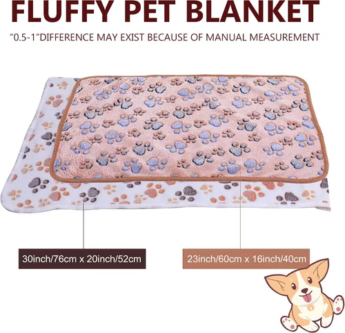 Vista 6 de DOOVID Manta para mascotas, suave y esponjosa de forro polar para mascotas, manta de franela para perros y gatos, manta para mascotas con estampado