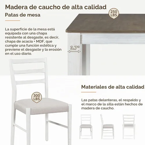 Vista 4 de Juego de comedor de madera de 7 piezas, mesa extensible multifuncional con hojas de 12 pulgadas y 2 cajones, más 6 cómodas sillas de comedor