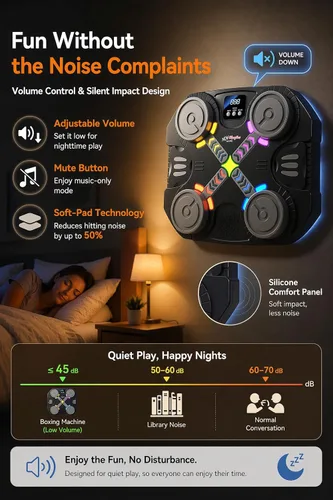 Vista 5 de Music Boxing Machine for Kids-Interactive Wall Mounted Punching Target with Sound & Lights,Smart Boxing Trainer Machine Fitness Game Gymnastics