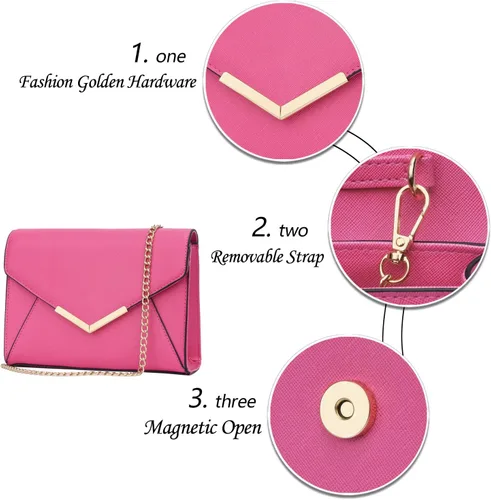 Vista 3 de KKXIU Elegante bolso de mano de piel sintética para mujer, bolso de mano plegable para fiesta, boda, baile de graduación
