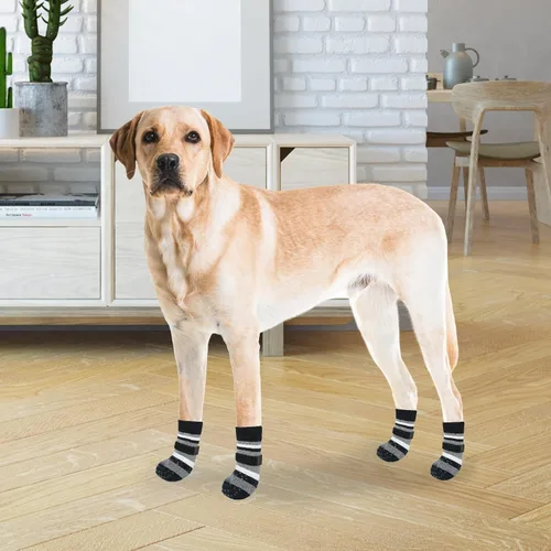 Vista 7 de KOOLTAIL Calcetines antideslizantes para perros para pavimento caliente, 3 pares de botas de perro y protectores de patas para evitar lamer