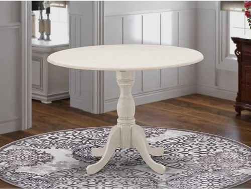 Vista 15 de HomeStock Mesa de comedor redonda de madera, mesa de cocina resistente para espacios pequeños, color negro y cereza/36 pulgadas sin gotas