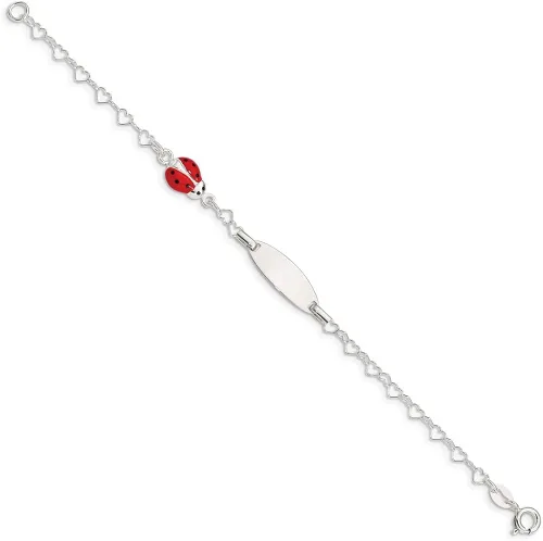 Vista 2 de Pulsera de plata de ley 925 con esmalte para señora Bug bebé grabable identificación etiqueta de 60in