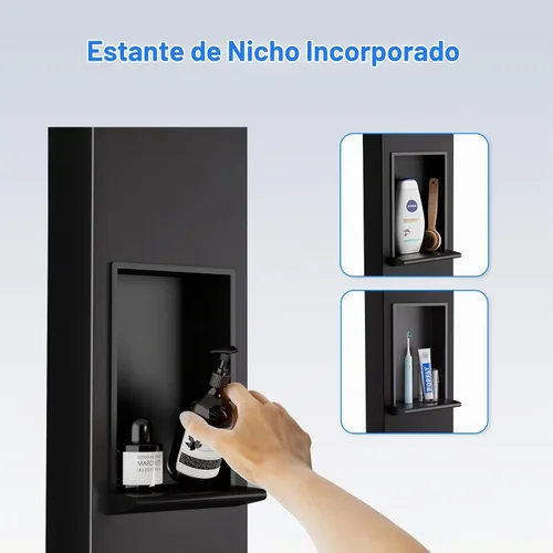 Vista 5 de Sistema ajustable de la cabeza de la lluvia de la altura del brazo de la ducha de la torre del panel Stainless Steel Shower Panel with Shelf and 6