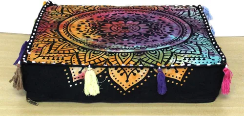 Vista 56 de ICC - Funda de cojín cuadrada grande de algodón con diseño de mandala, funda de almohada hippie, funda de almohada para el suelo con cremallera