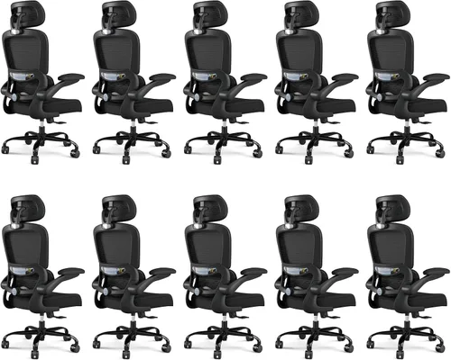 Vista 25 de TRALT - Silla de oficina ergonómica con soporte lumbar, color beige, 1