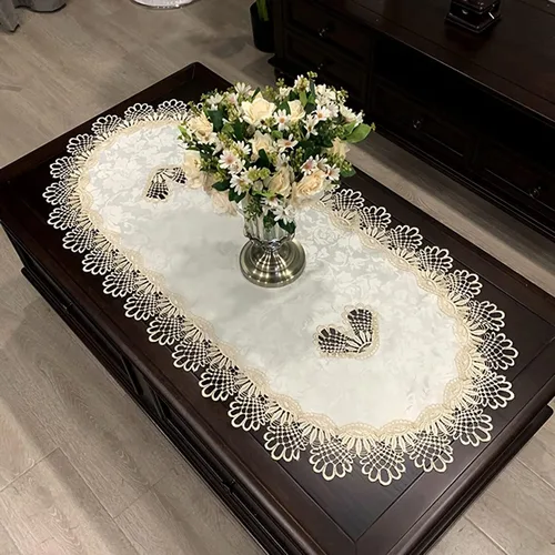 Vista 8 de Mantel de café para sala de estar, mantel de encaje bordado para sala de estar, mantel de encaje para el hogar, comedor, mesa de café, decoración