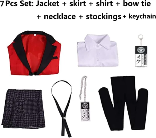 Vista 6 de 7 piezas de disfraz de anime de Jabami Yumeko Yomoduki Runa uniforme escolar trajes de cosplay para mujer