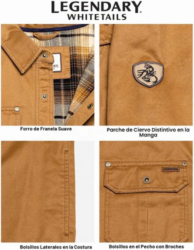 Vista 6 de Legendary Whitetails – Chaqueta de camisa de franela con forro para hombre, de algodón encerado resistente al agua Cebada