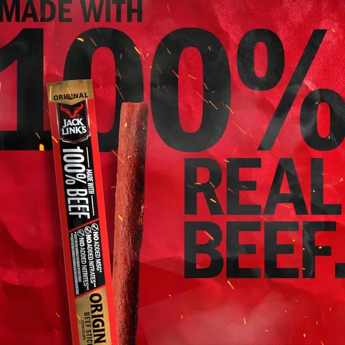 Vista 4 de Jack Link's Palitos de carne de res, originales, 0.92 onzas, 1 unidad, gran aperitivo de proteínas, palito de carne con 0.23 oz de proteína, hecho