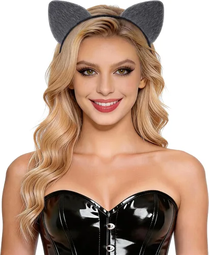 Vista 16 de Bonnie Z. Leonardo Diadema acolchada con orejas de gato A-Negro