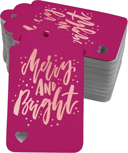 Vista 46 de Etiquetas colgantes con texto en inglés "Merry and Bright" (50 unidades)