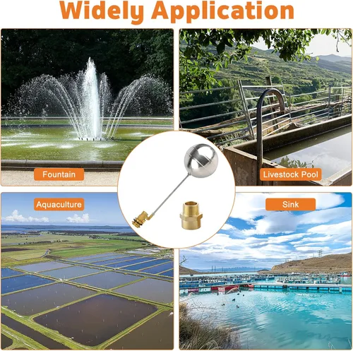 Vista 7 de Válvula de bola flotante de 1/2 pulgada, válvula de flotador de acero inoxidable para tanque de agua, válvula de flotador de control automático