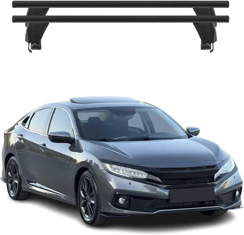 Vista 15 de Barras transversales de techo OMAC para Honda Civic Hatchback 1996-2000, con cierre, 49.9 kg, aluminio, negro, 2 piezas, se ajusta a portaequipajes