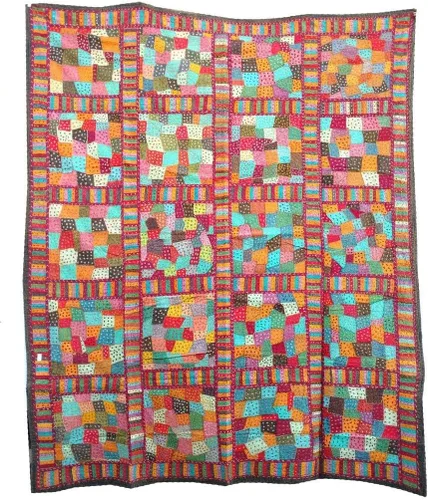 Vista 5 de Rastogi Handicrafts India étnica hecha a mano con apliques Jogi Work de algodón doble tamaño Queen Multicolor funda de sábana (multicolor, 20 cajas)