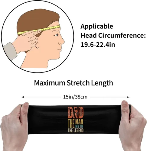 Vista 7 de Dad The Man The Myth The Legend Headband for Men Women Sports Sweatband for Fitness Exercise Moisture Wicking Running Yoga Hairbands