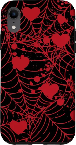 Vista 25 de Spiderweb Valentine's Day Hearts Gothic Goth Black Fairycore Case for iPhone 17
