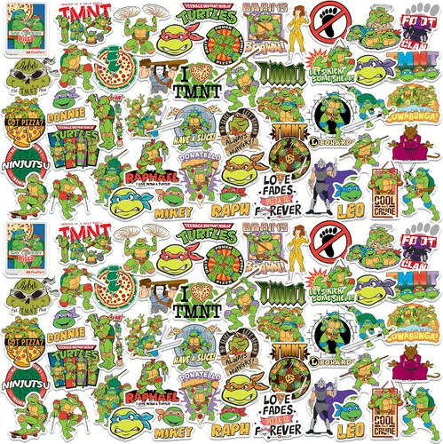 Vista 7 de TMNT Teenage Mutant Ninja Turtles - Paquete de 50 calcomanías grandes de lujo para laptop, botella de agua, álbumes de recortes, tableta, monopatín