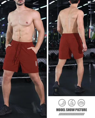 Vista 5 de Aolesy Pantalones cortos de entrenamiento para hombre de 7 pulgadas, pantalones cortos deportivos de secado rápido, ligeros, con bolsillos