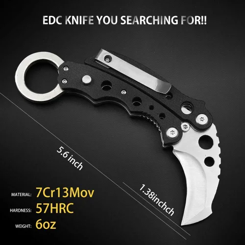 Vista 5 de Cuchillo de bolsillo NedFoss, cuchillo plegable EDC con clip, mango G10, bloqueo de botón, cuchillos compactos y geniales para el uso diario