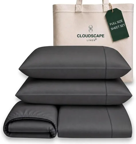 Vista 34 de Cloud Scape Linen - Juego de sábanas de algodón egipcio de doble capa, tamaño individual, tejido de satén de fibra larga, juego de 3 piezas, ropa