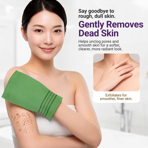 Vista 3 de Manopla exfoliante asiática coreana para baño (5, verde)