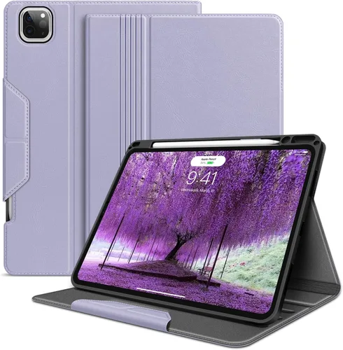 Vista 11 de H HOLIMET Funda para iPad Pro de 11 pulgadas 2022 4ª/3ª/2ª/1ª Generación 2021/2020/2018 con soporte para lápiz, cuero PU protector con bolsillo