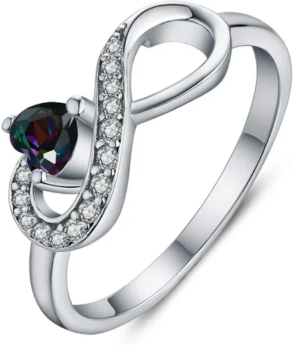 Vista 65 de Anillo Jo Wisdomo de compromiso. de plata esterlina, con corazón e infinito, anillo de amistad, para ella