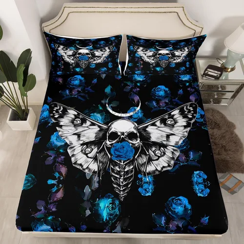 Vista 15 de Erosebridal Juego de sábanas bajeras de rosas rojas y leopardo, tamaño individual, diseño de animales africanos salvajes, diseño de plantas