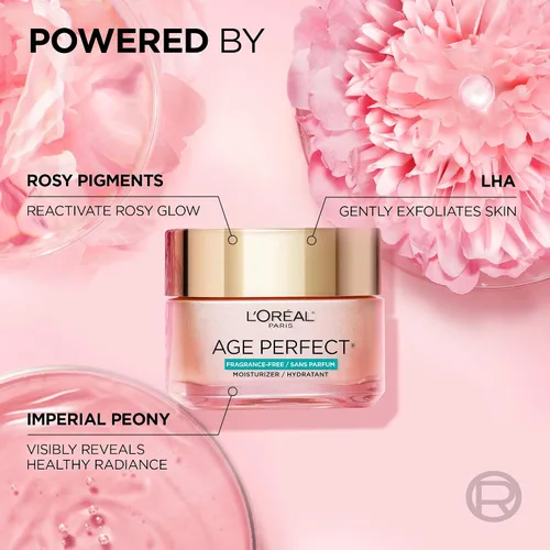 Vista 2 de L'Oreal Paris Skin Care - Hidratante facial para rostro, tono rosa perfecto para la edad, sin fragancia, hidratante para la cara con LHA y peonía
