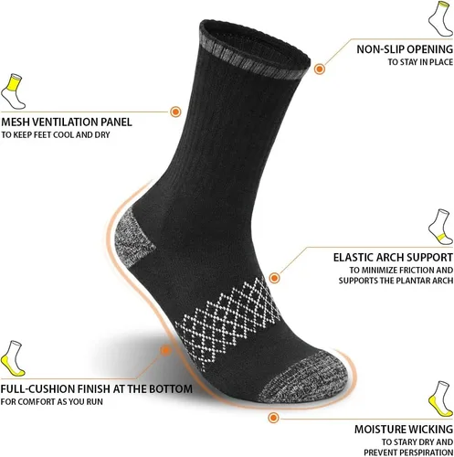 Vista 3 de Calcetines deportivos de senderismo para mujereshombres, los mejores regaloscalcetines deportivos acolchados que absorben la humedad (5 pares)