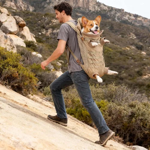 Vista 2 de FLAdorepet - Mochila táctica para perros, bolsa frontal y trasera para perros medianos, M