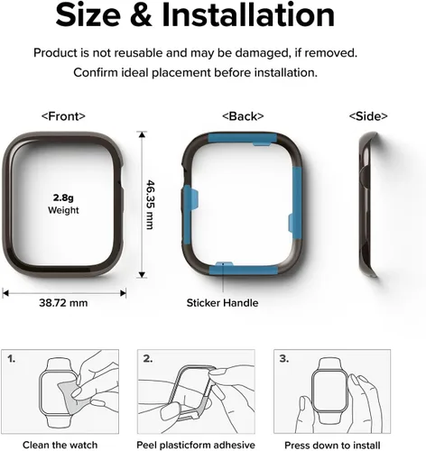 Vista 8 de Ringke Estilo de bisel [elegante marco de acero inoxidable] compatible con Apple Watch Series 9, 8, 7 (1.772 pulgadas), protector antiarañazos