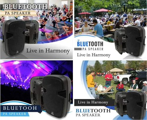 Vista 2 de Harmony Audio HA-L15BA Pro DJ Live Series Bluetooth 15" Powered 1200W PA Altavoz