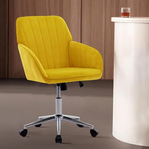 Vista 13 de Silla de escritorio de terciopelo para oficina en casa, moderna silla ajustable para computadora, silla giratoria, bonitas sillas de tocador