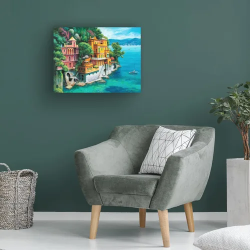 Vista 3 de Trademark Fine Art Lienzo decorativo para pared, diseño de John Zaccheo "Domina Beach Portofino Italy", arte de pared para sala de estar, dormitorio